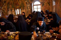 iconos-Monjes del Monte Athos comiendo